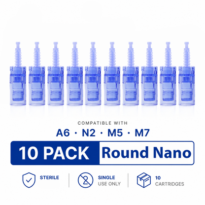 Dr. Pen A6 Cartridges Round Nano Pin Type - 10 Pack