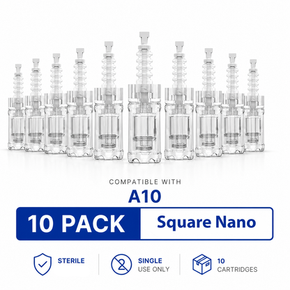 Dr. Pen A10 Cartridges Square Nano Pin Type - 10 Pack