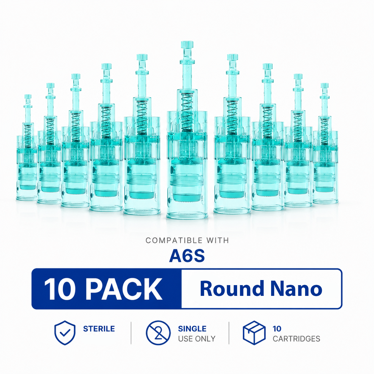 Dr. Pen A6S Cartridges Round Nano Pin Type - 10 Pack