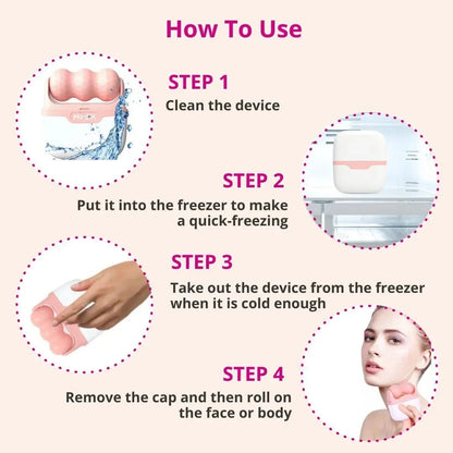 Travel Pink Ice Roller - Skin Care Tools Set