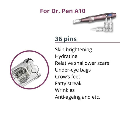 Dr. Pen A10 Cartridges Square Nano Pin Type - 10 Pack